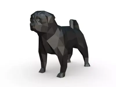 pug dog low poly 3D print model