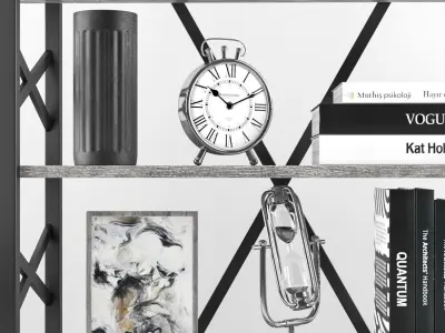 decorative set on bookshelf 3D model