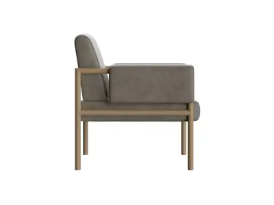 Detroit Wood Leather Chair 3D model