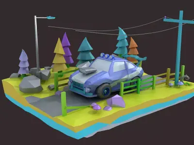 low poly car Cartoon Car collection toon vehicle  sport classic  3D model