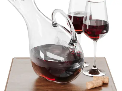 N7 Elegant Red Wine Set with Decanter and Glasses 3D model