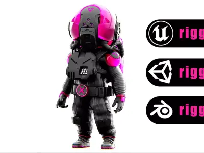 TOON ASTRONAUT F-B  Rigged for Unreal Engine - Unity - MIXAMO  3D model