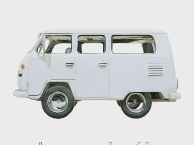 Volkswagen Classic Van Realistic Textures Low-poly 3D model