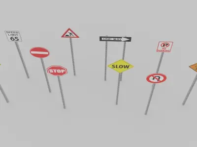 Basic road sign pack Free 3D model