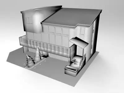 Cartoon house models Low-poly 3D model