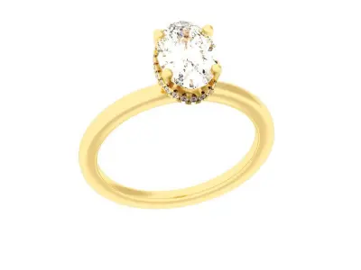 OVAL Cut Hidden Halo Engagement Ring 3D print model
