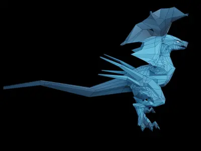 Lowpoly Rigged Bird-Dragon Low-poly 3D model