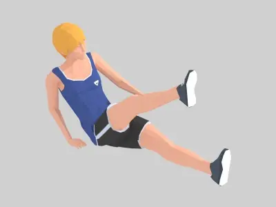 Leg Opposite Touch  Exercise woman Animation Low-poly 3D model
