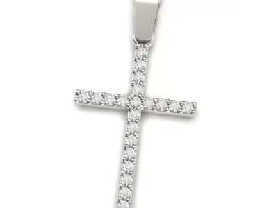 G0488 gold diamond cross pendant 3D print model