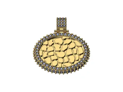 Nugget Iced diamond pendant with bail 3D print model