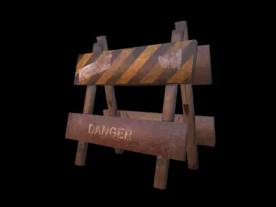 Wooden Barrier 3D model Free low-poly 3D model