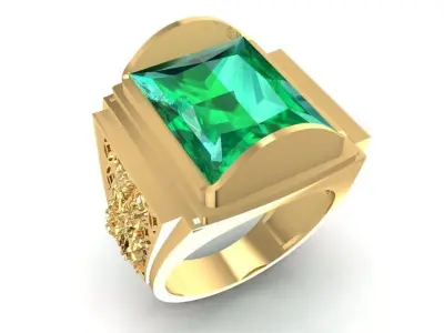 Luxury Square Emerald Gemstone Ring for Men  214 3D print model