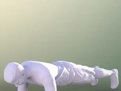 Jimmy 11429 - Fitness Guy Plank Workout In Gym Low-poly 3D model