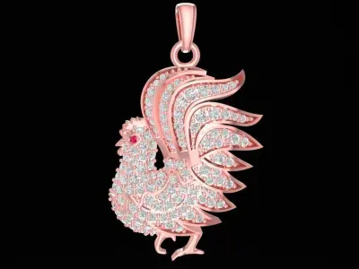 Luxury Rooster Pave Diamond Pendant for Men and Women  2289 3D print model