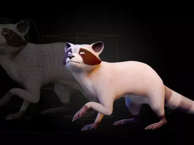 Stylized Raccoon - Rigged Cartoon Animal Character Low-poly 3D model