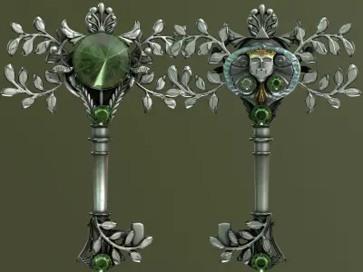 spring key Low-poly 3D model