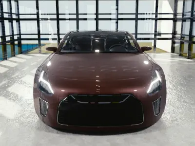 BLENDER EEVEE Brandless Mid Size 2 door sedan Low-poly 3D model