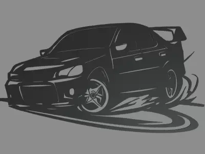 Drifting Car 01 Wall Silhouette 3D print model