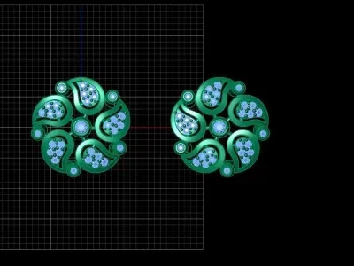 a stud EARRINGS with round gemstones 3D print model