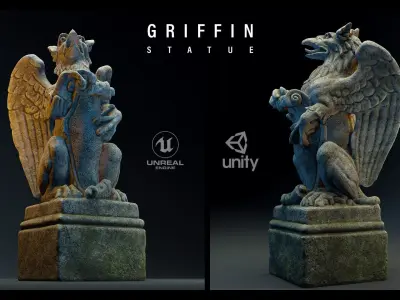 Griffin Statue 4K PBR Low-poly 3D model