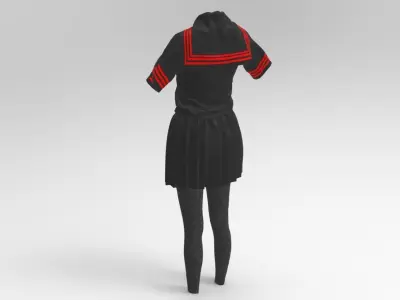 3D Black School Dress 3D model