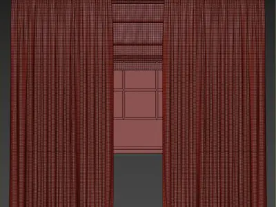 Curtain with tulle 59 3D model