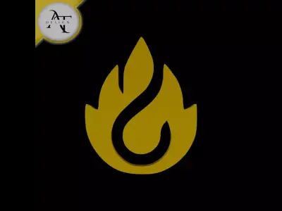Simple Flame Symbol - 2D Art Free 3D print model 10