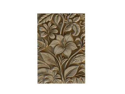 mural flowers decor set wall panel 03 3D model