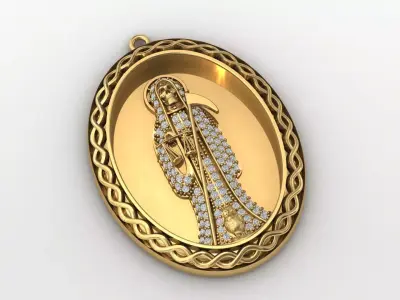  santa muerte holy death small size pendant 3D STL 3DM skull 3D print model