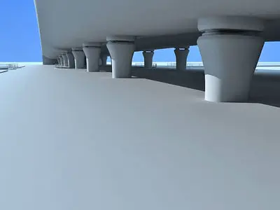 Overpass plane flying in sky 3D model