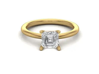 Square Emerald Cut Womens Rings With Stone Ring Ready STL 3DM  3D print model