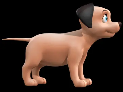 Cartoon Cute Puppy Dog  Low-poly 3D model
