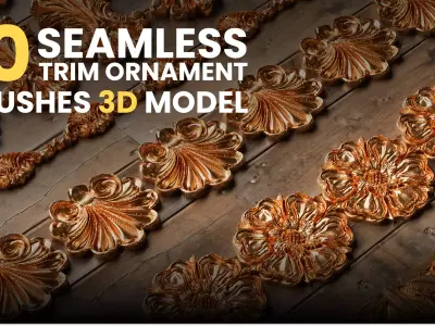 10 Seamless Trim Ornament Brushes  3D model