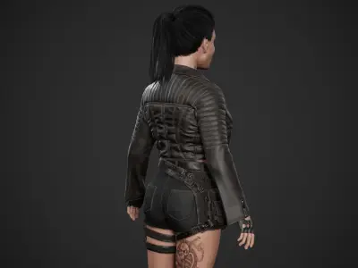 Biker Girl Character  Low-poly 3D model