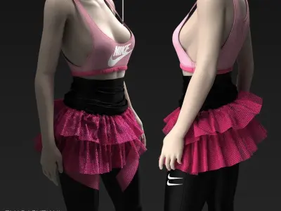 Sport Wear  Girls NIKE Set  N6  50  CLO3D ZPRJ FBX OBJ MTL 3D model