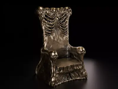 A throne of skulls Low-poly 3D model