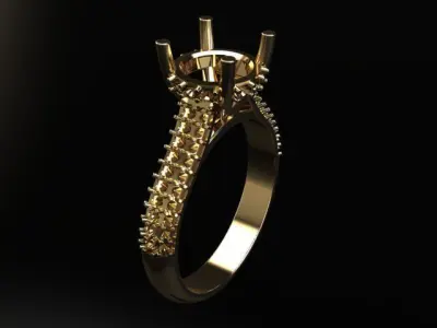 Solitaire Diamond Band Engagement Ring 7mm30 3D print model