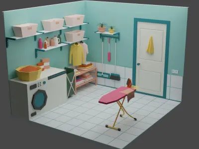 Laundry Room 10 Low-poly 3D model