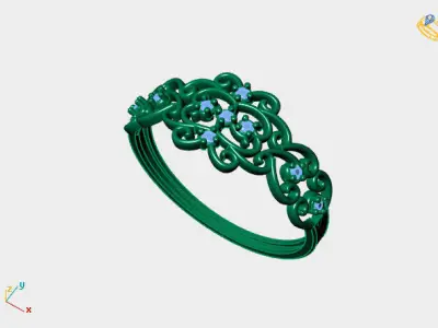 Women Ring Diamond Stone STL 3DM Lightweight Printable 3D print model 55
