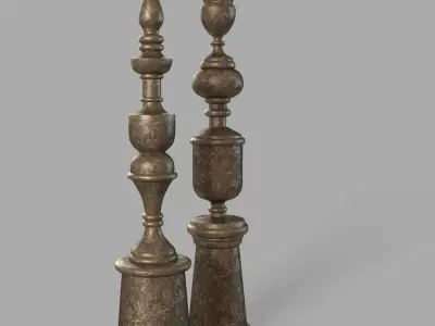 Nalini Antique Gold Finials Set of 2 3D model