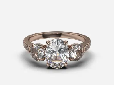 Three Stone diamond Ring 3D print model get