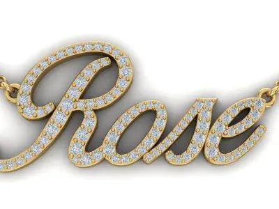 Custom Diamond Name Pendant ROSE 3D print model