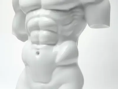 Porcelain Male Torso Artistic Ceramic Sculpture Floral Low-poly 3D model