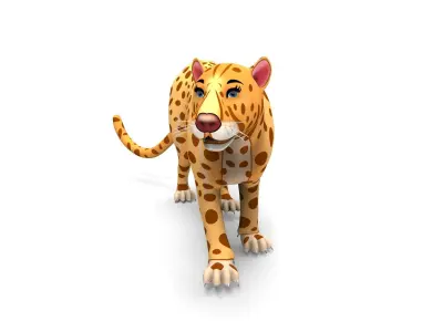 3D Rigged And Animated Cartoon Leopard Low-poly 3D model