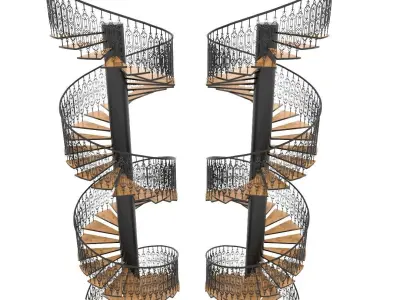 Spiral Stairs High detailed 3D model - 6 different angles 3D model