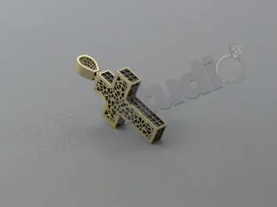 Luxury brilliant cross with gems all around 3d model 3D print model