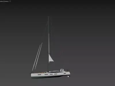Modern Cruising Sailing Yacht Monohull Sloop Rig 3D model