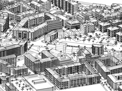 Exterior 5-model of City for background design and city design 3D model