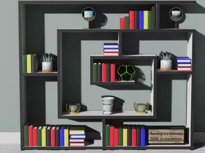 Geometric Bookshelf Free low-poly 3D model