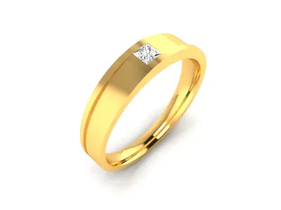 Band 3dm Render Details gold wedding ring with diamond 3D print model